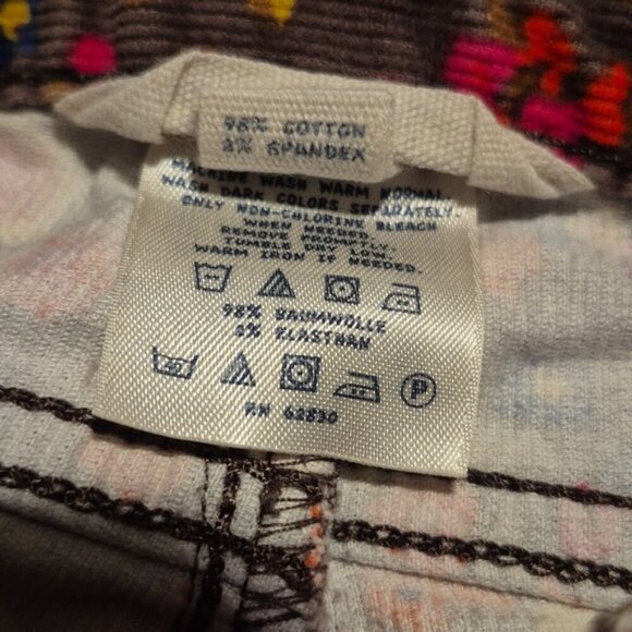 Lands' End girls size 6 brown corduroy pants with flowers, guc for knee fade - Picture 4 of 7